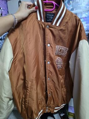 Urban Outfitters Rust Brown and Cream Varsity Jacket